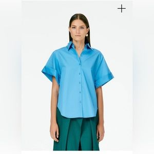 Tibi eco poplin rolled sleeve shirt - blue - size S